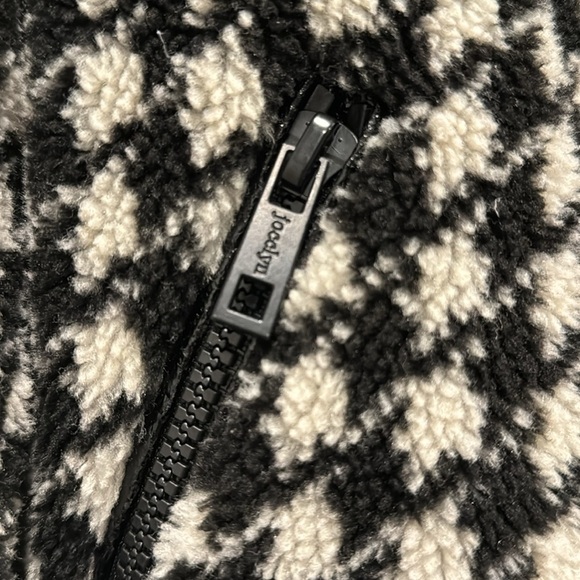 Jocelyn Sherpa faux fur bomber jacket houndstooth with collar size small black - Picture 6 of 9